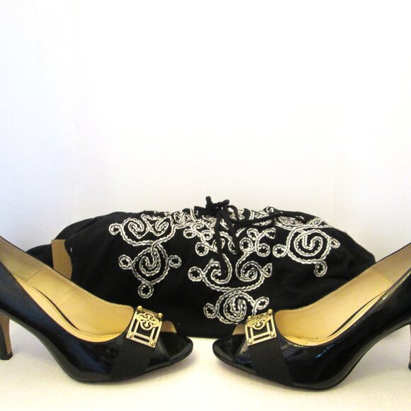 Isola black patent spike high heel toeless shoes - Picture 6 of 7